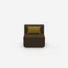 Modern armchair without backrest from the front