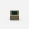 Modern armchair without backrest from the front