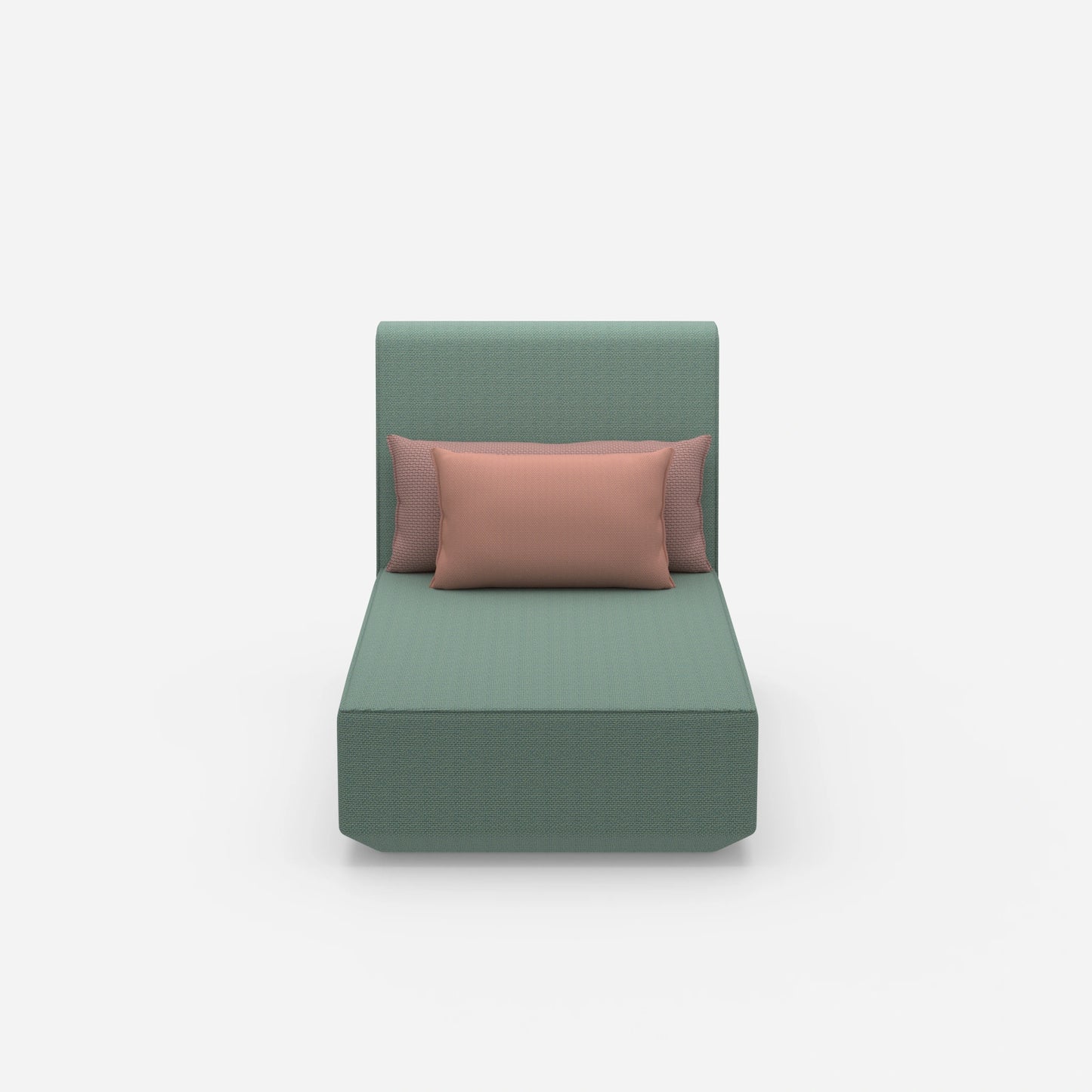 Modular chaise longue with high backrest from the front