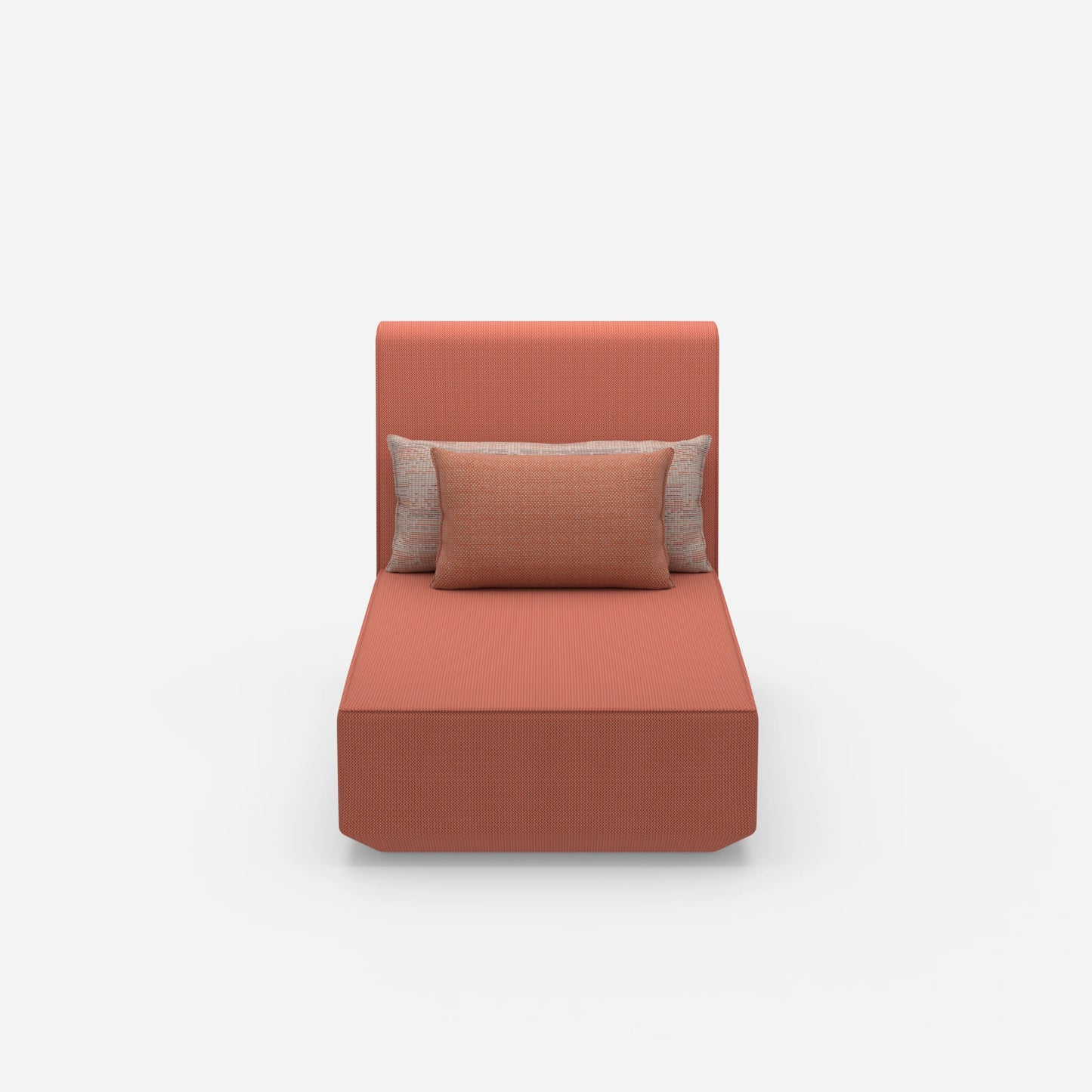 Modular chaise longue with high backrest from the front