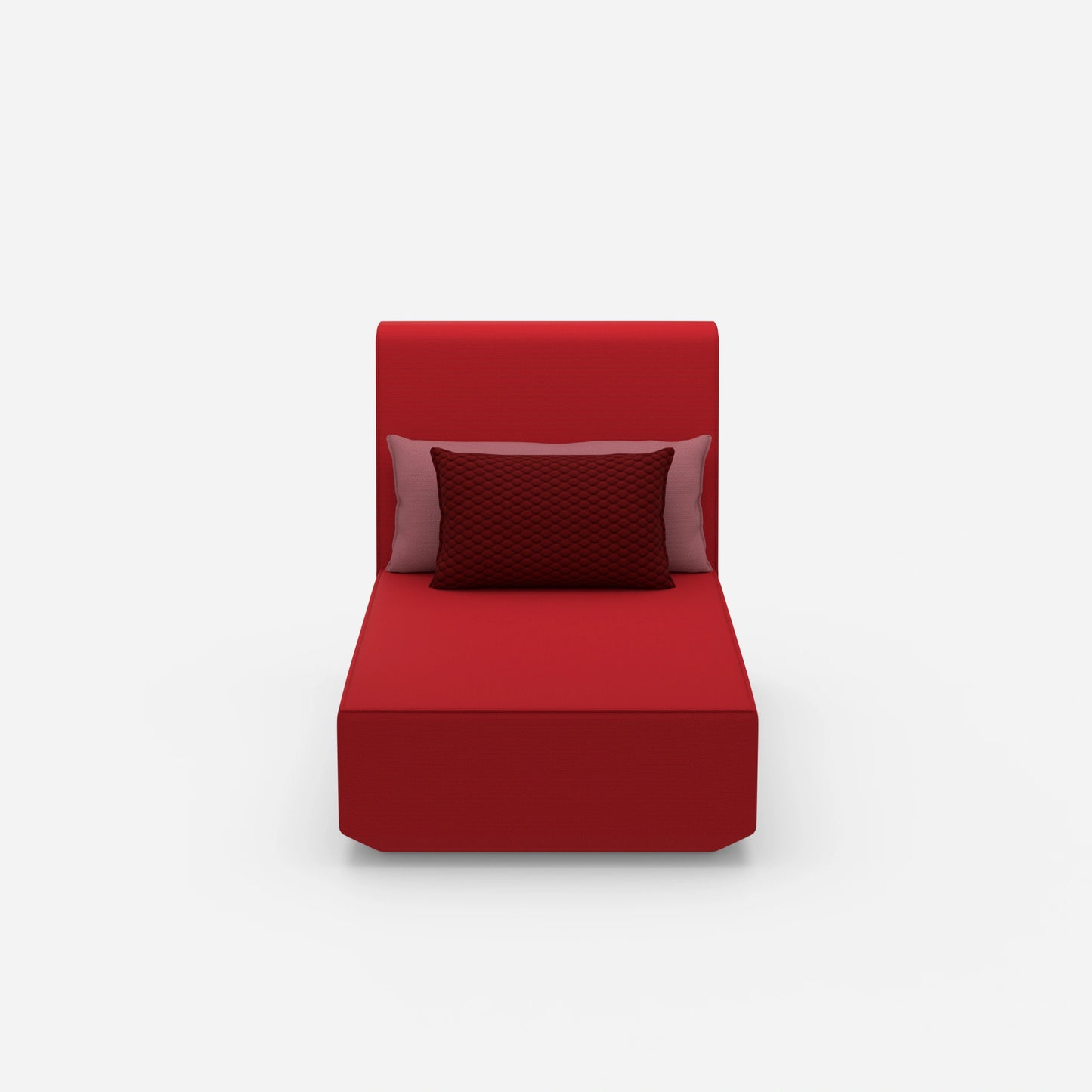 Modular chaise longue with high backrest from the front