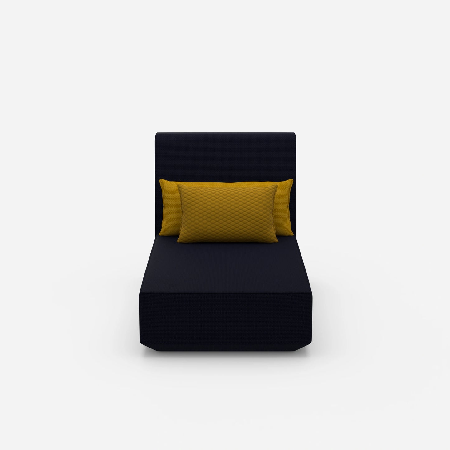 Modular chaise longue with high backrest from the front