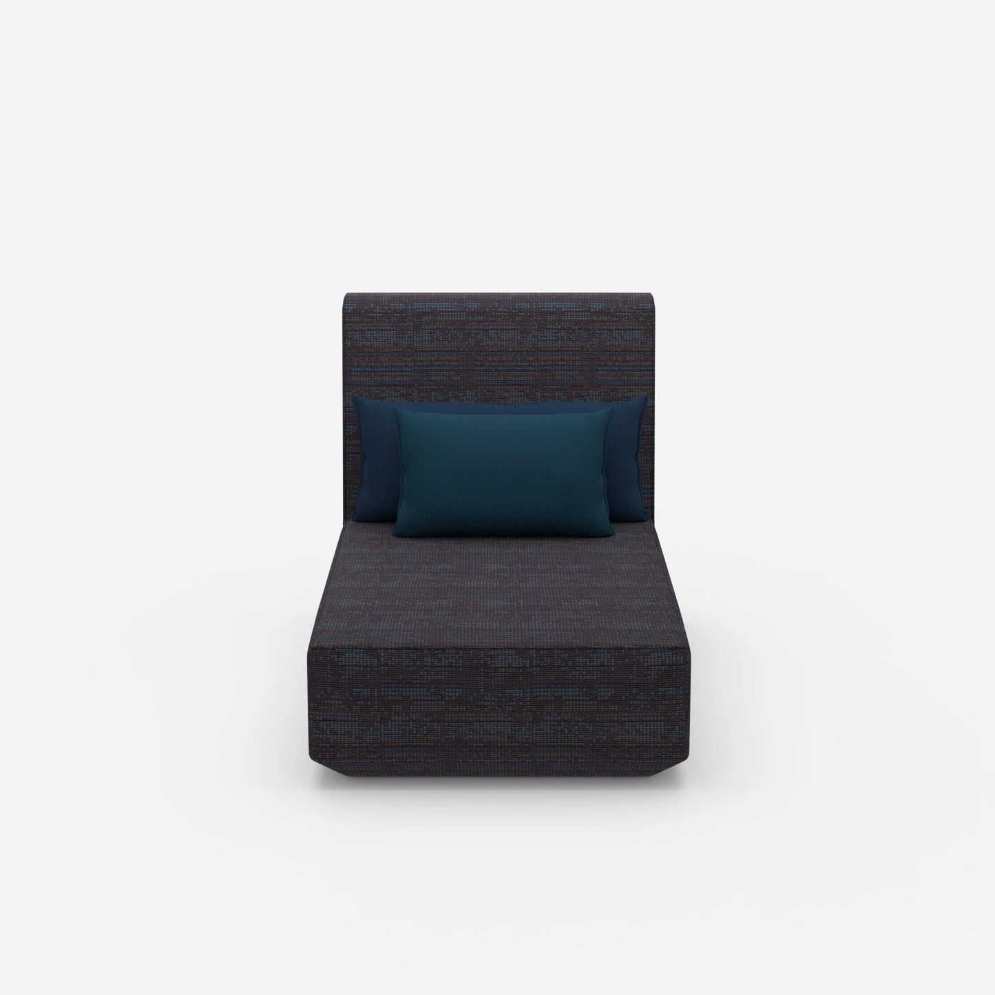 Modular chaise longue with high backrest from the front