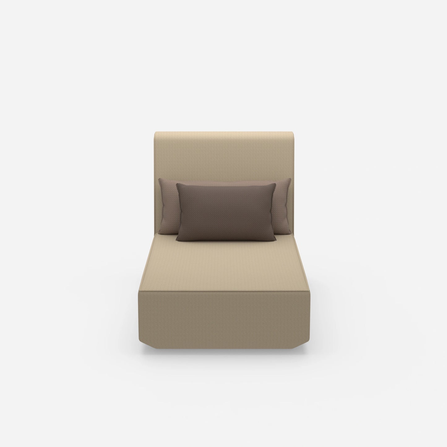 Modular chaise longue with high backrest from the front