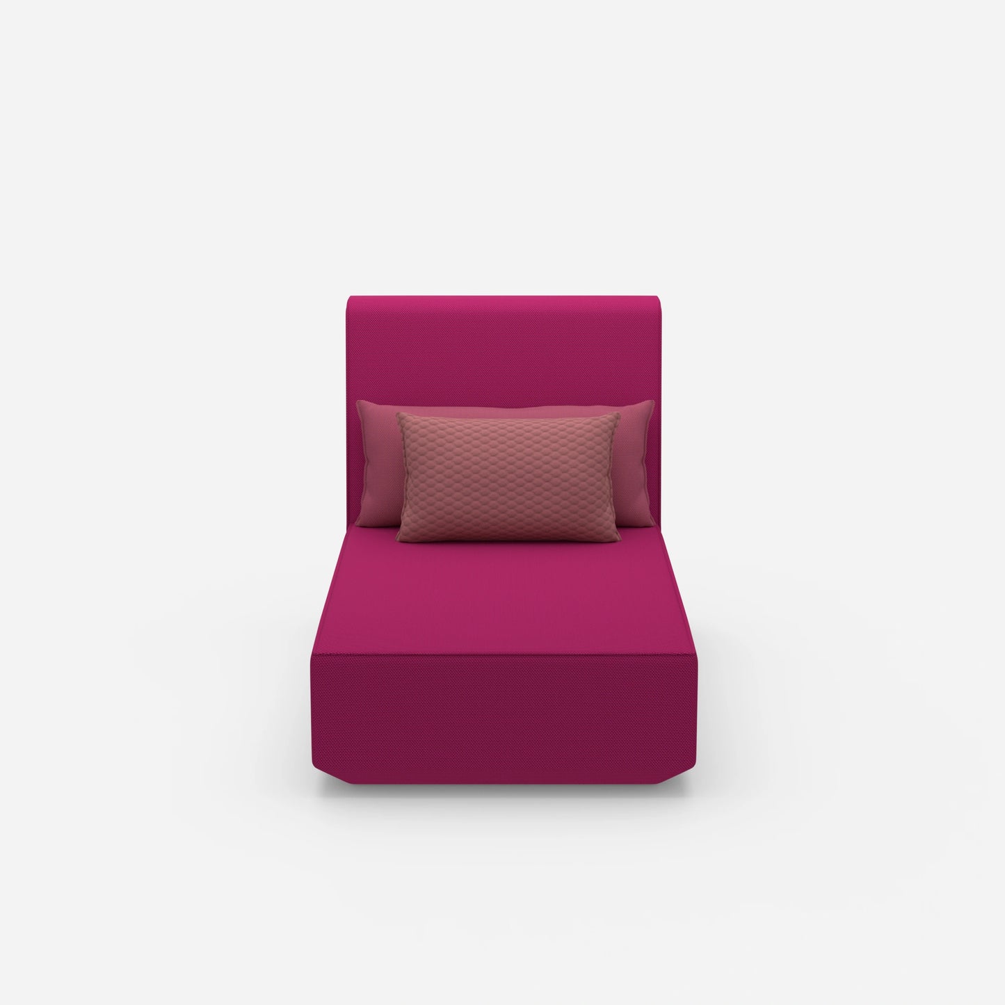 Modular chaise longue with high backrest from the front