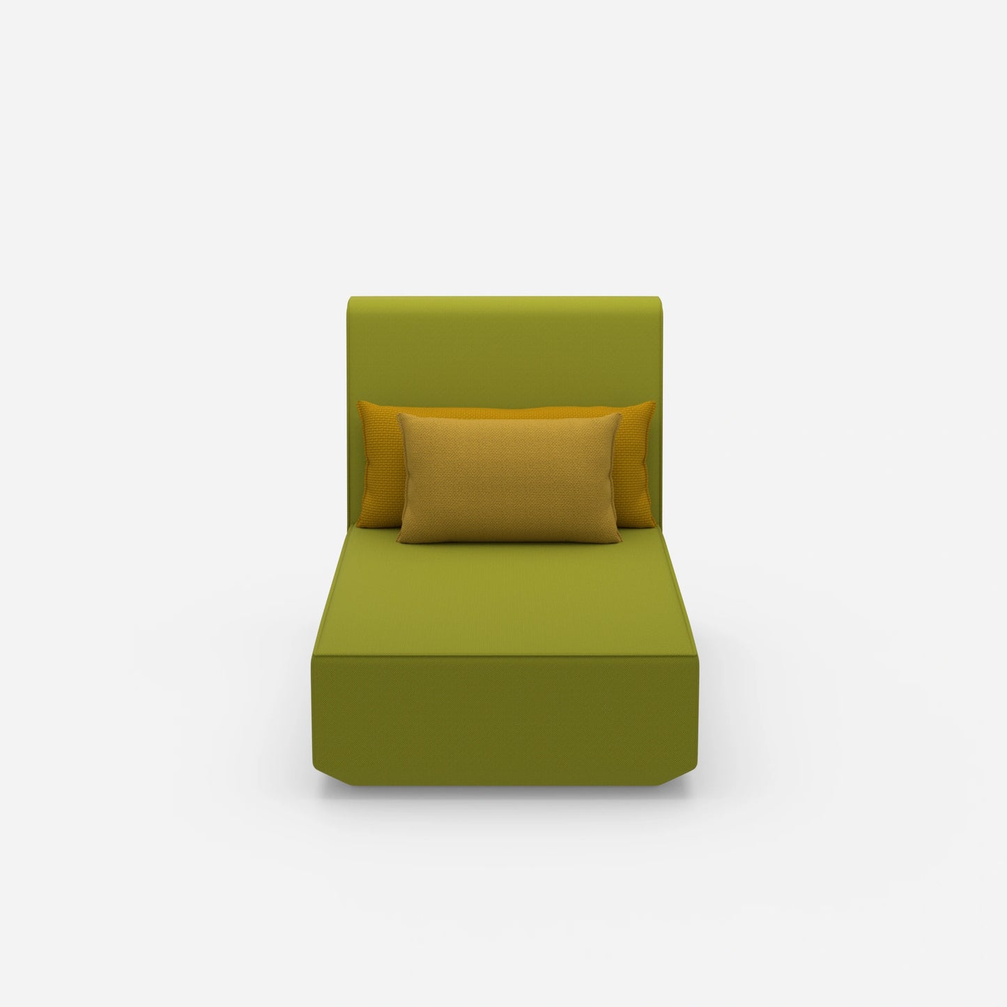 Modular chaise longue with high backrest from the front