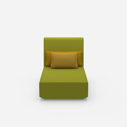 Modular chaise longue with high backrest from the front
