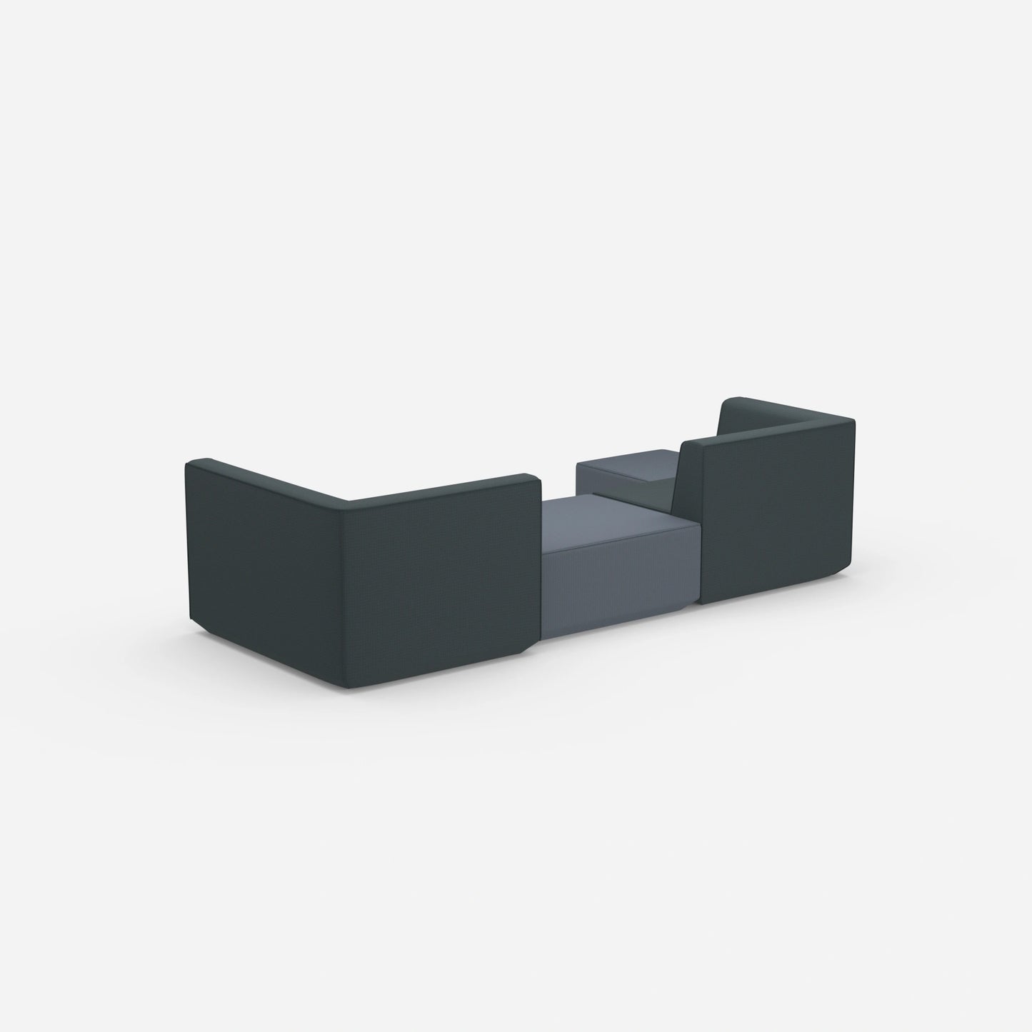 Modular sofa landscape from behind