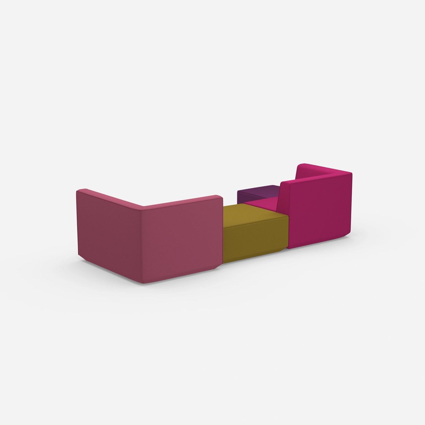 Modular sofa landscape from behind