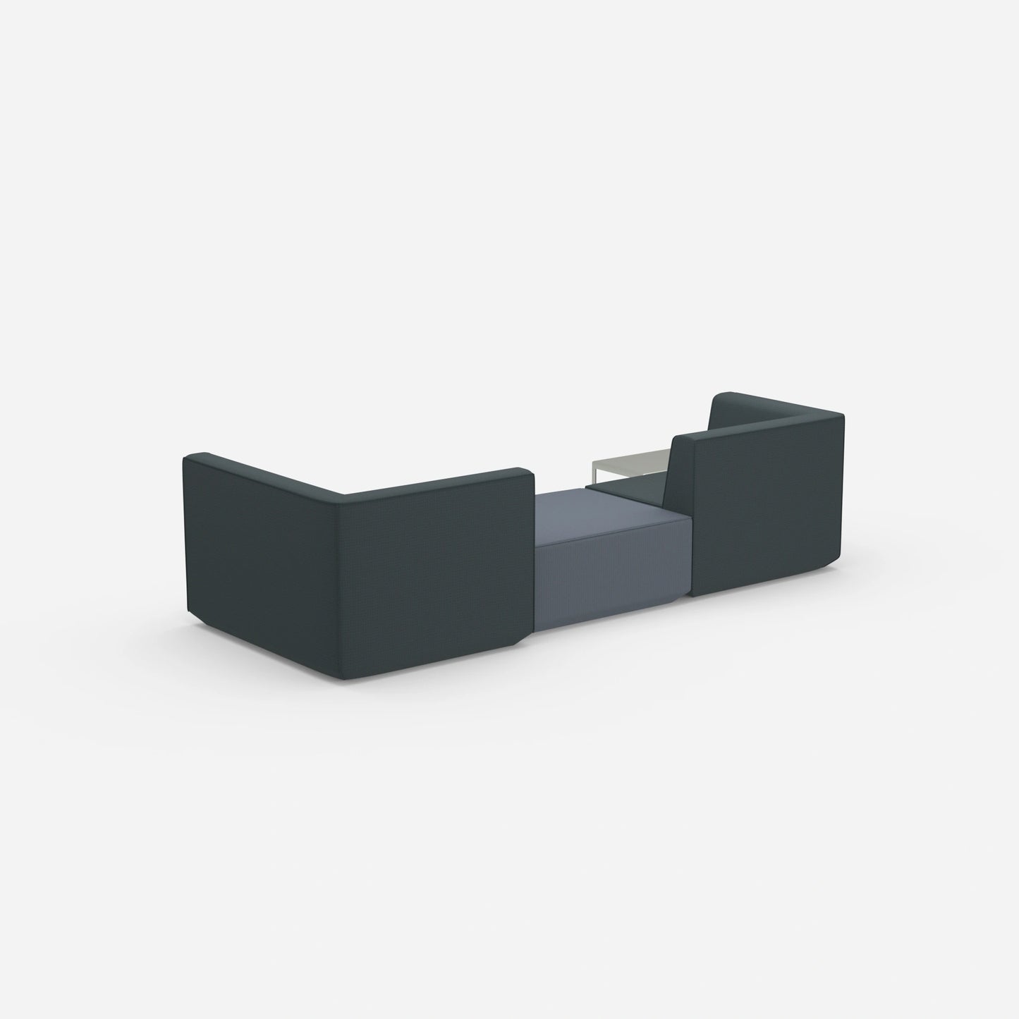 Modular sofa landscape from behind