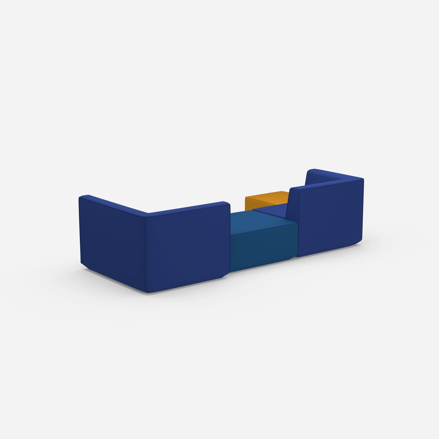 Modular sofa landscape from behind