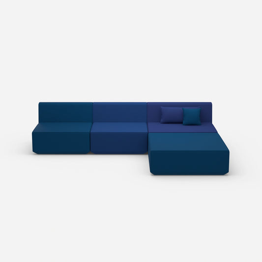 Modular corner sofa blue from the front