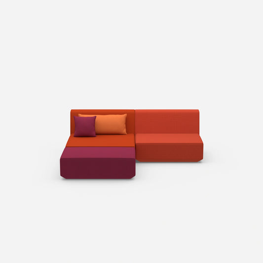 Modular corner sofa without armrests from the front