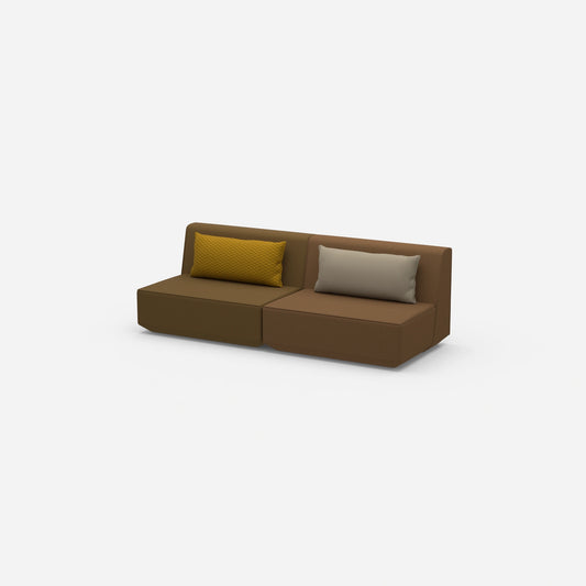 Modular 3-seater sofa in brown from the side