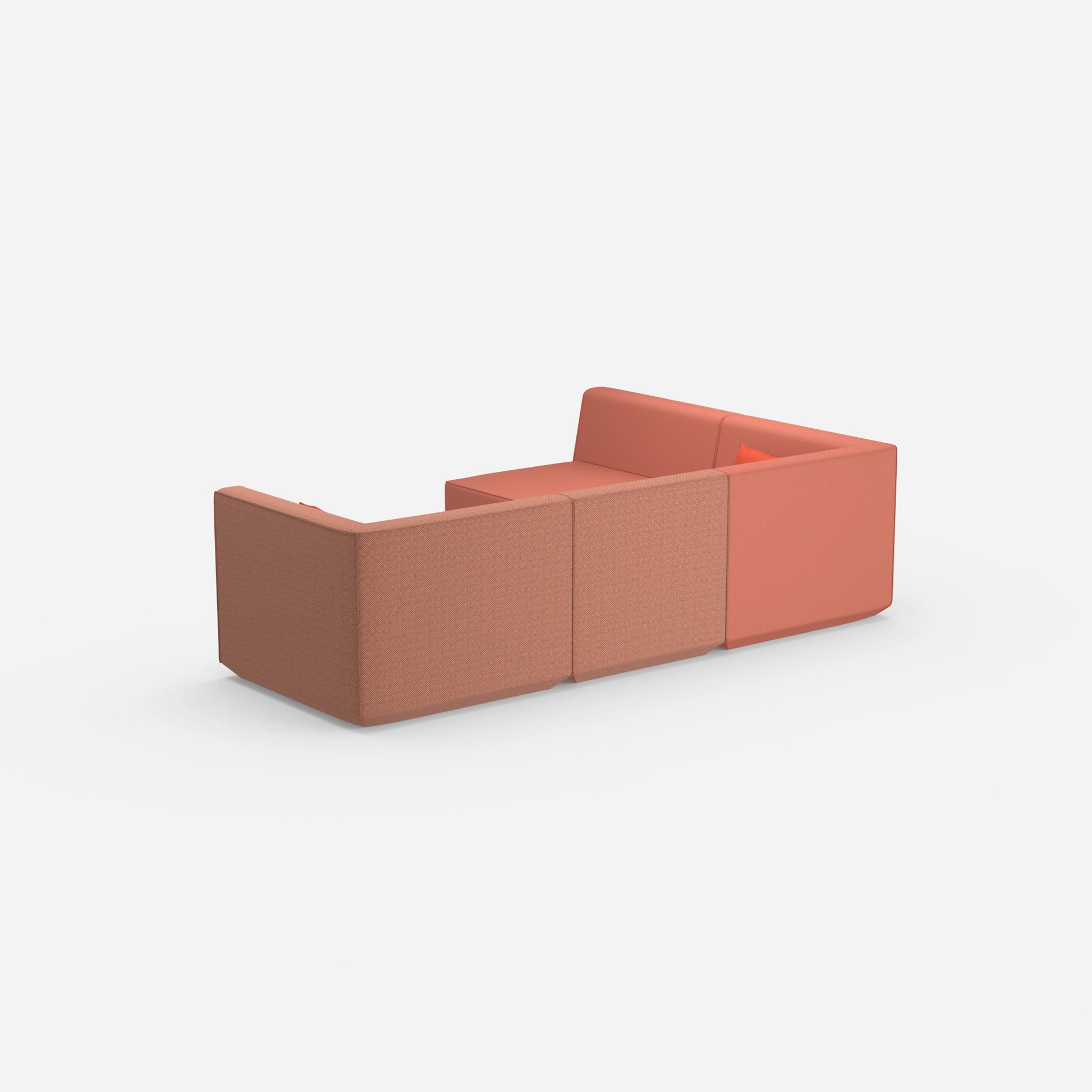 Modular sofa as a landscape in orange from behind