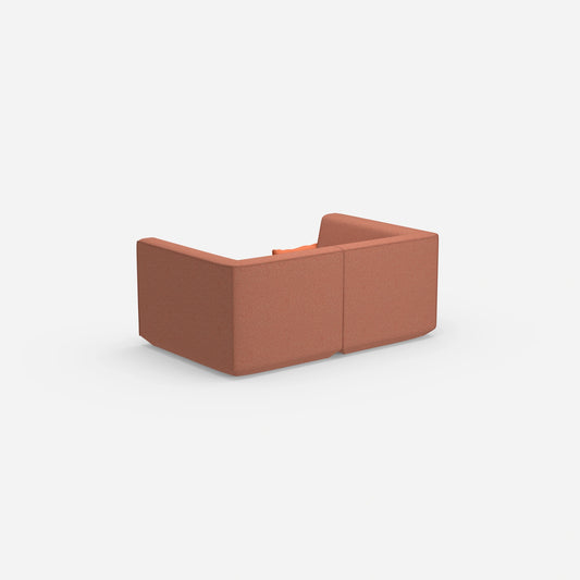 Modular sofa as a two-seater in red from behind