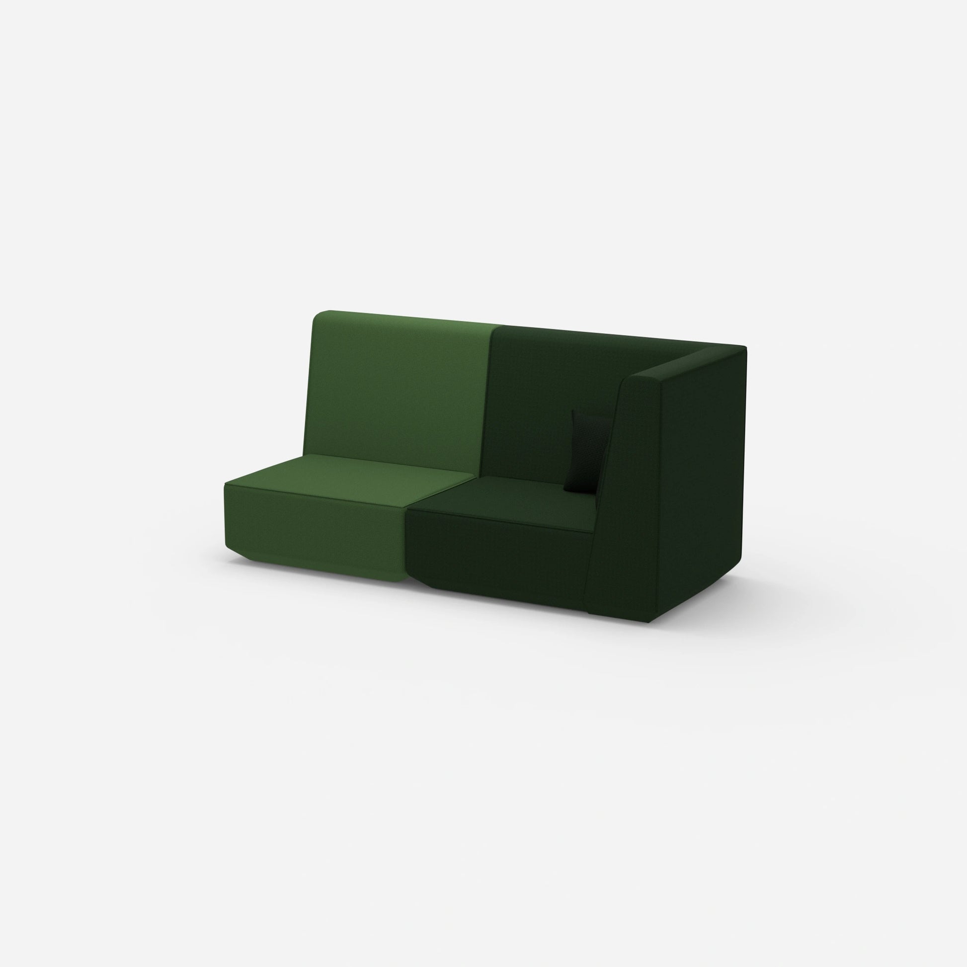 Modular sofa green with high back from the side