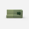 Modular sofa green with high back from the front