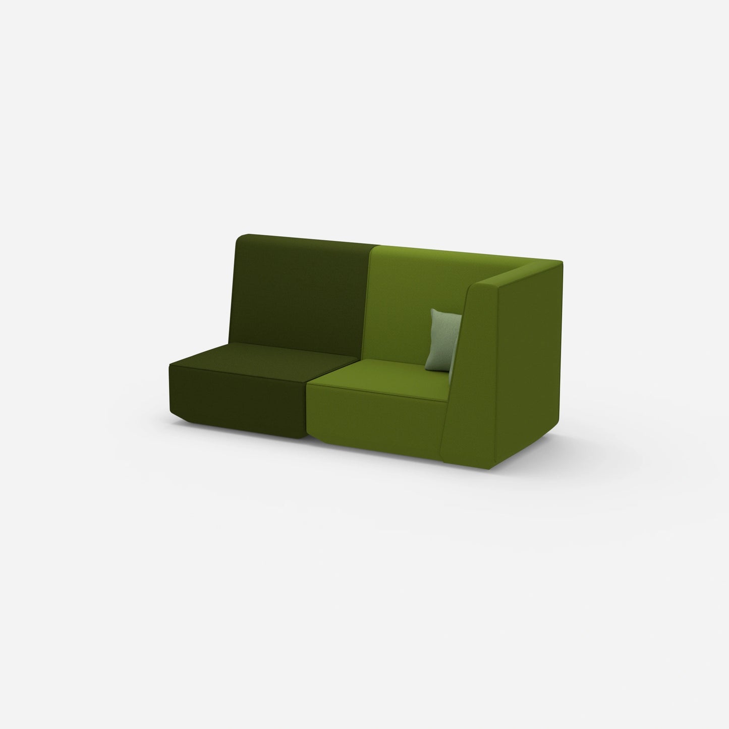 Modular sofa green with high back from the side