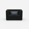 Upholstered armchair with high backrest from the front