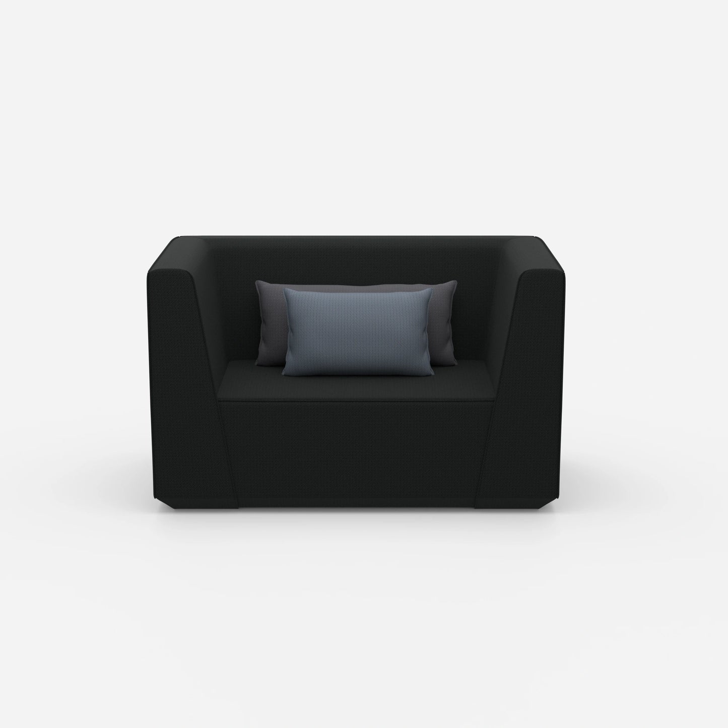 Upholstered armchair with high backrest from the front
