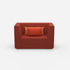 Upholstered armchair with high backrest from the front