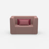 Upholstered armchair with high backrest from the front