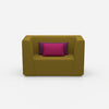 Upholstered armchair with high backrest from the front