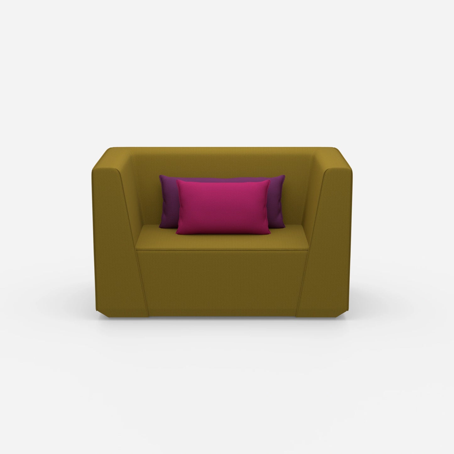 Upholstered armchair with high backrest from the front