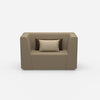 Upholstered armchair with high backrest from the front