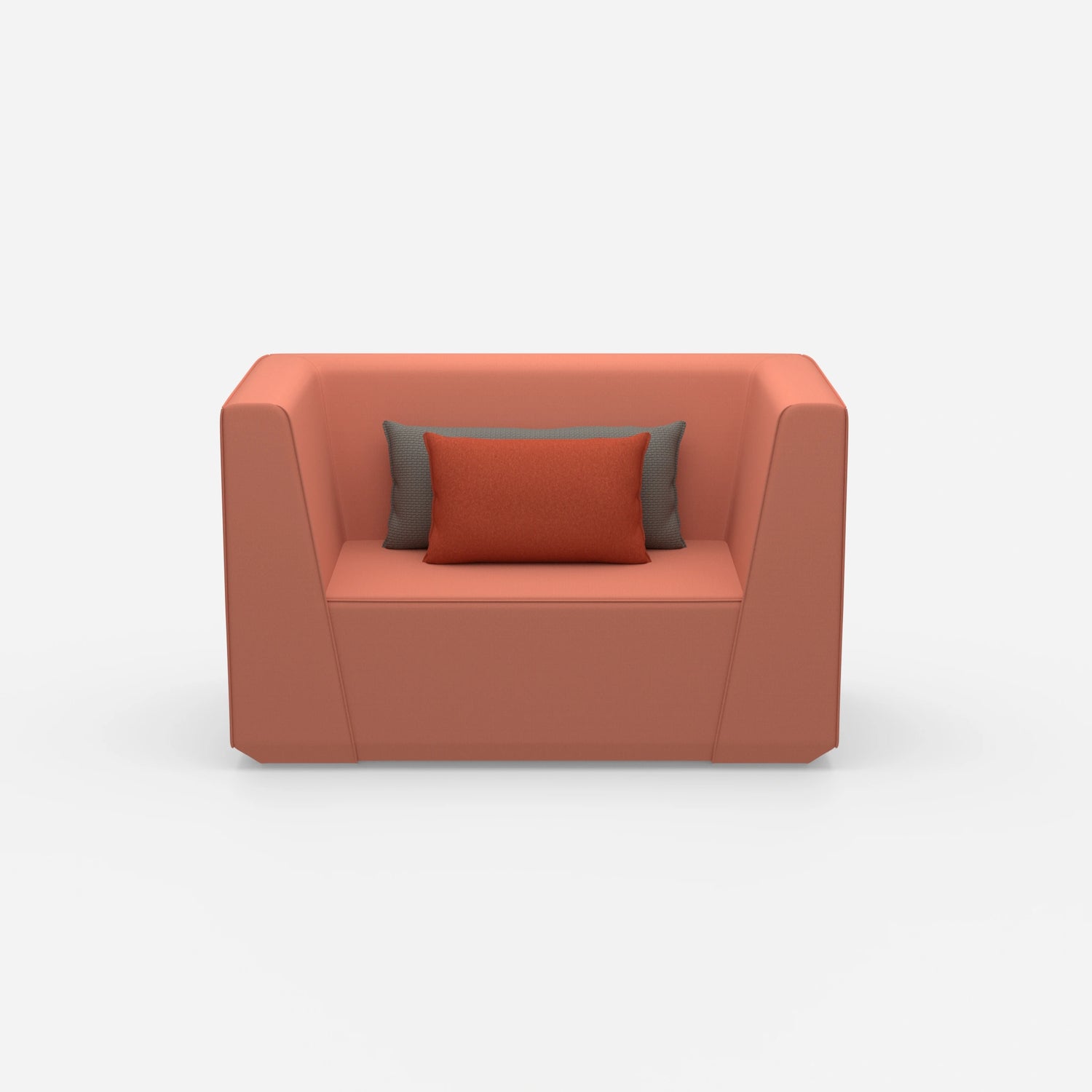 Upholstered armchair with high backrest from the front
