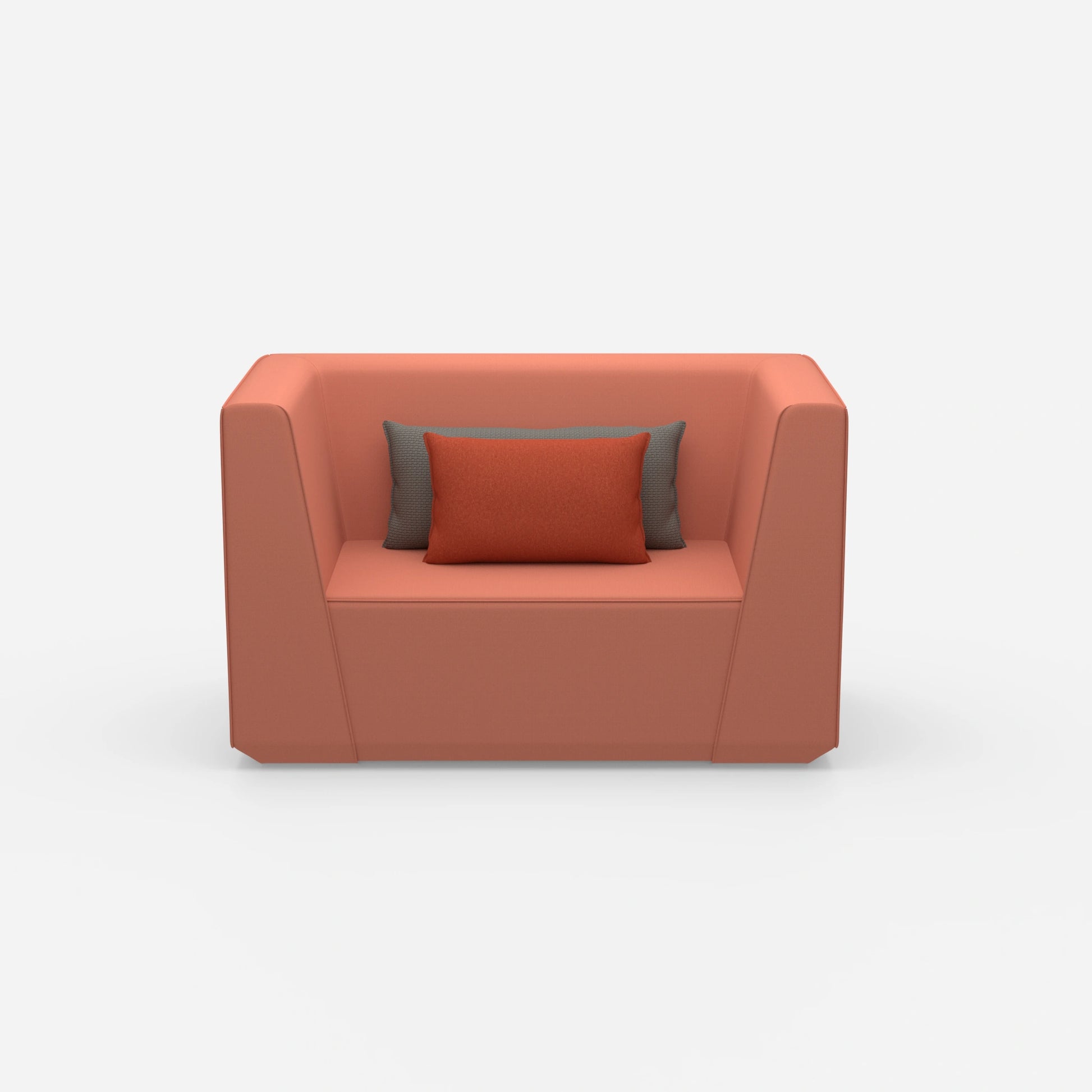 Upholstered armchair with high backrest from the front