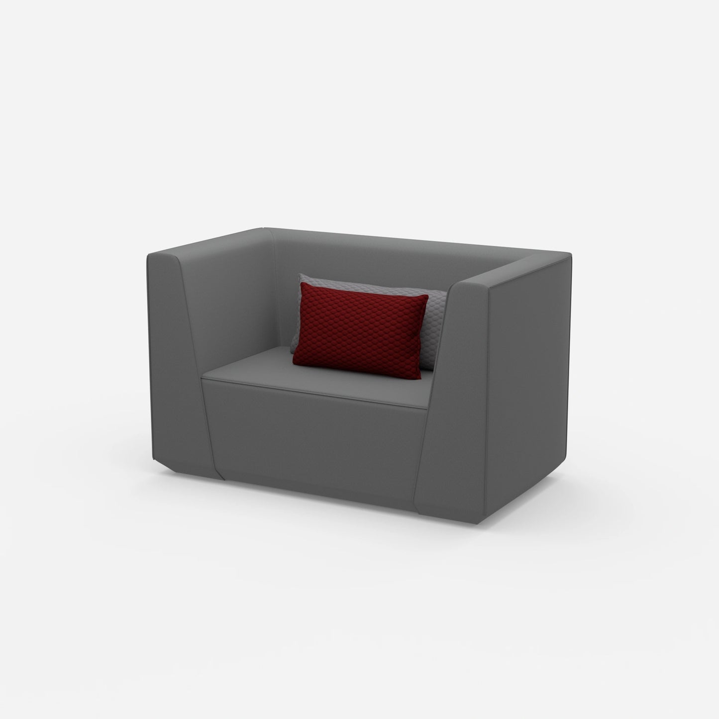 Upholstered armchair with high backrest from the side