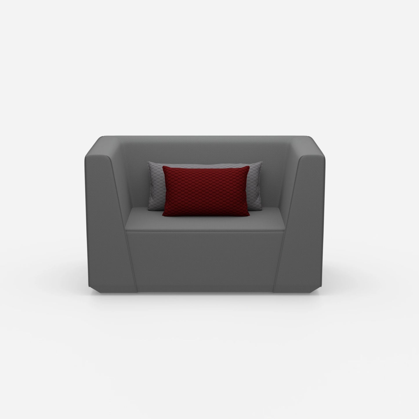 Upholstered armchair with high backrest from the front