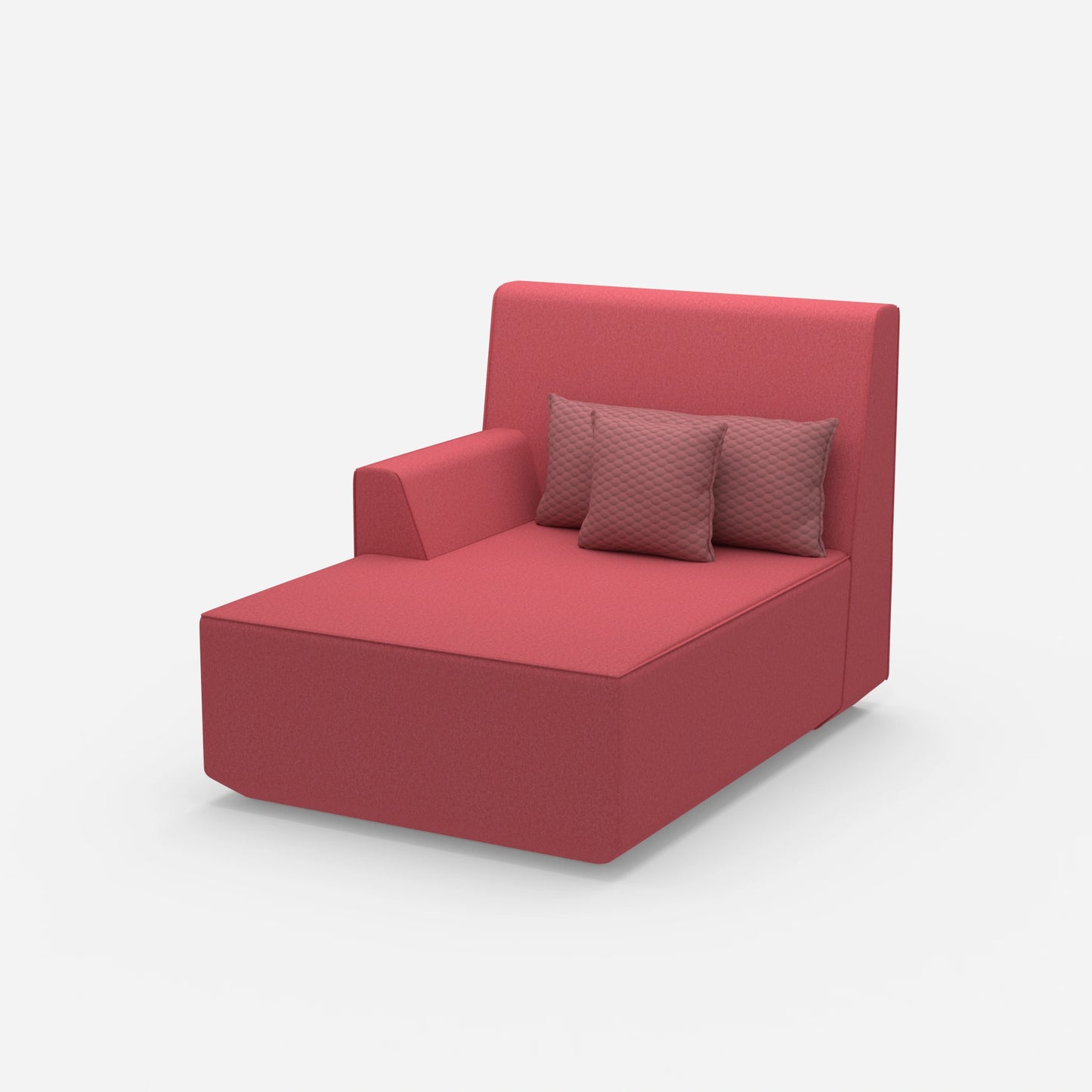 Pink chaise longue 100 cm wide from the side