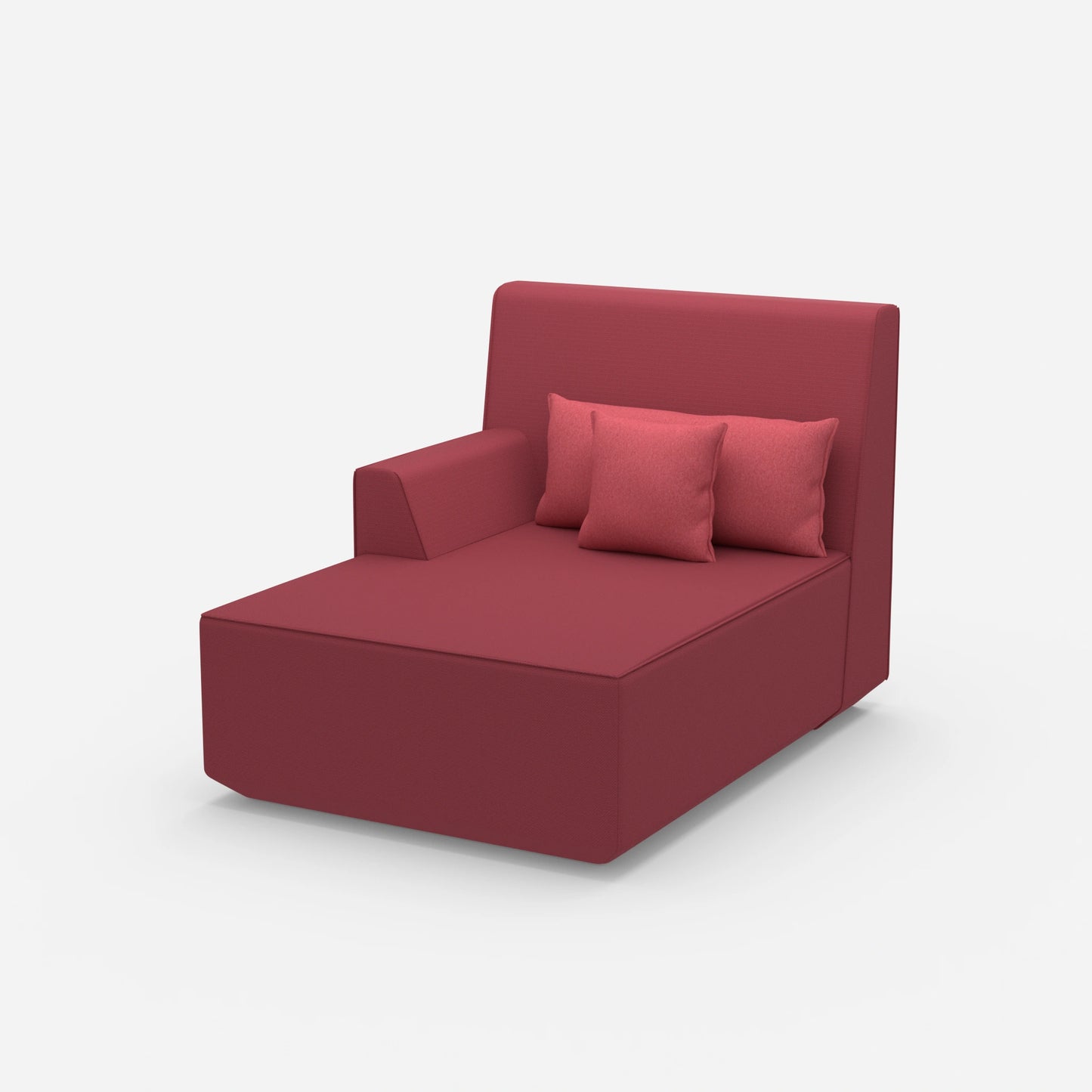 Pink chaise longue 100 cm wide from the side