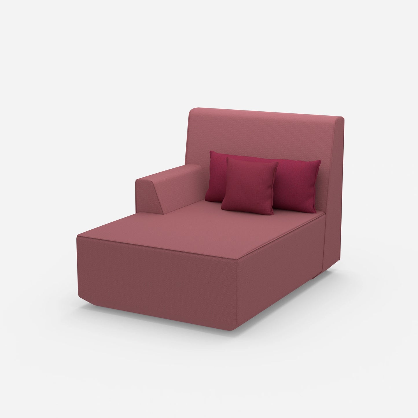 Pink chaise longue 100 cm wide from the side
