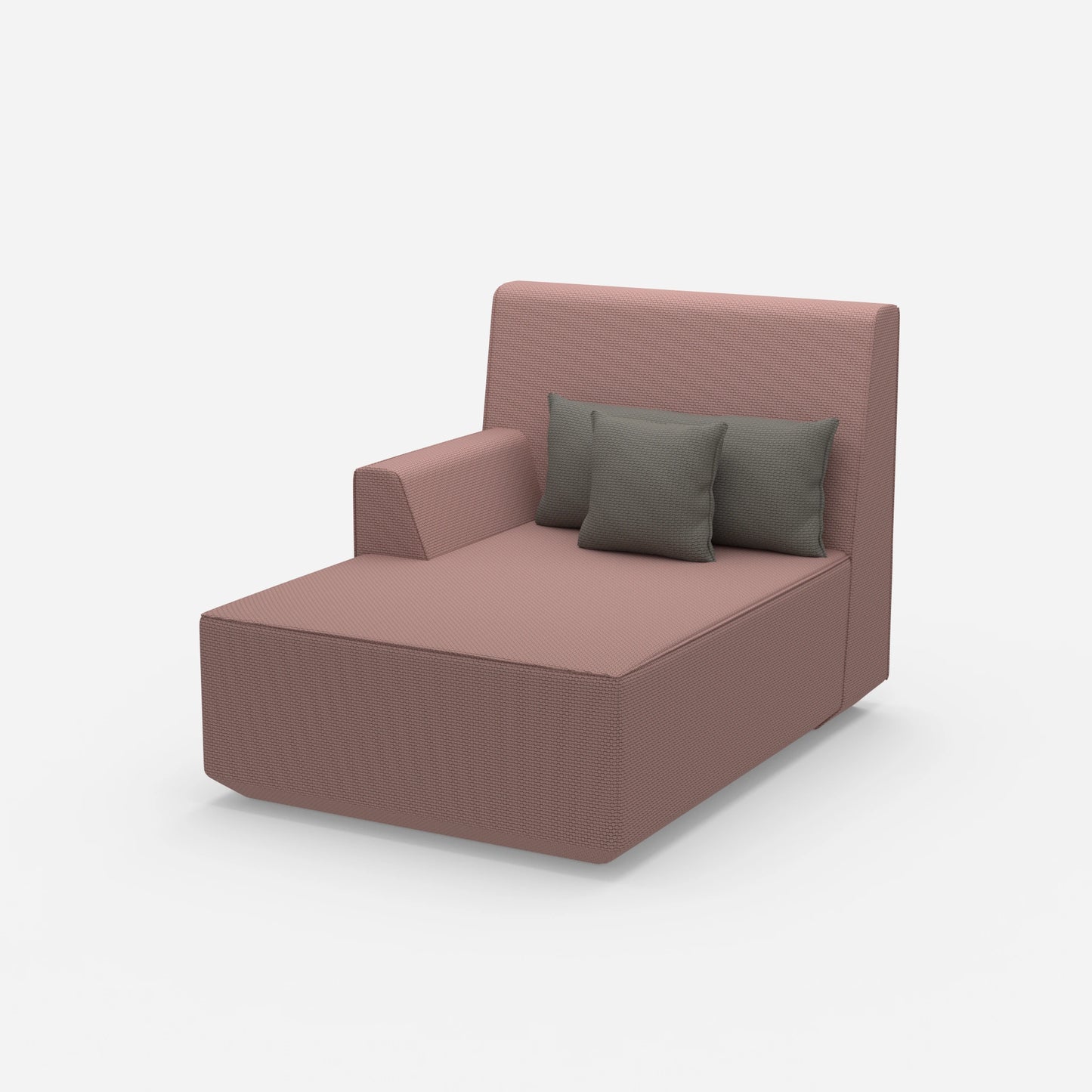 Pink chaise longue 100 cm wide from the side
