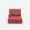 Pink recamiere with high backrest from the front