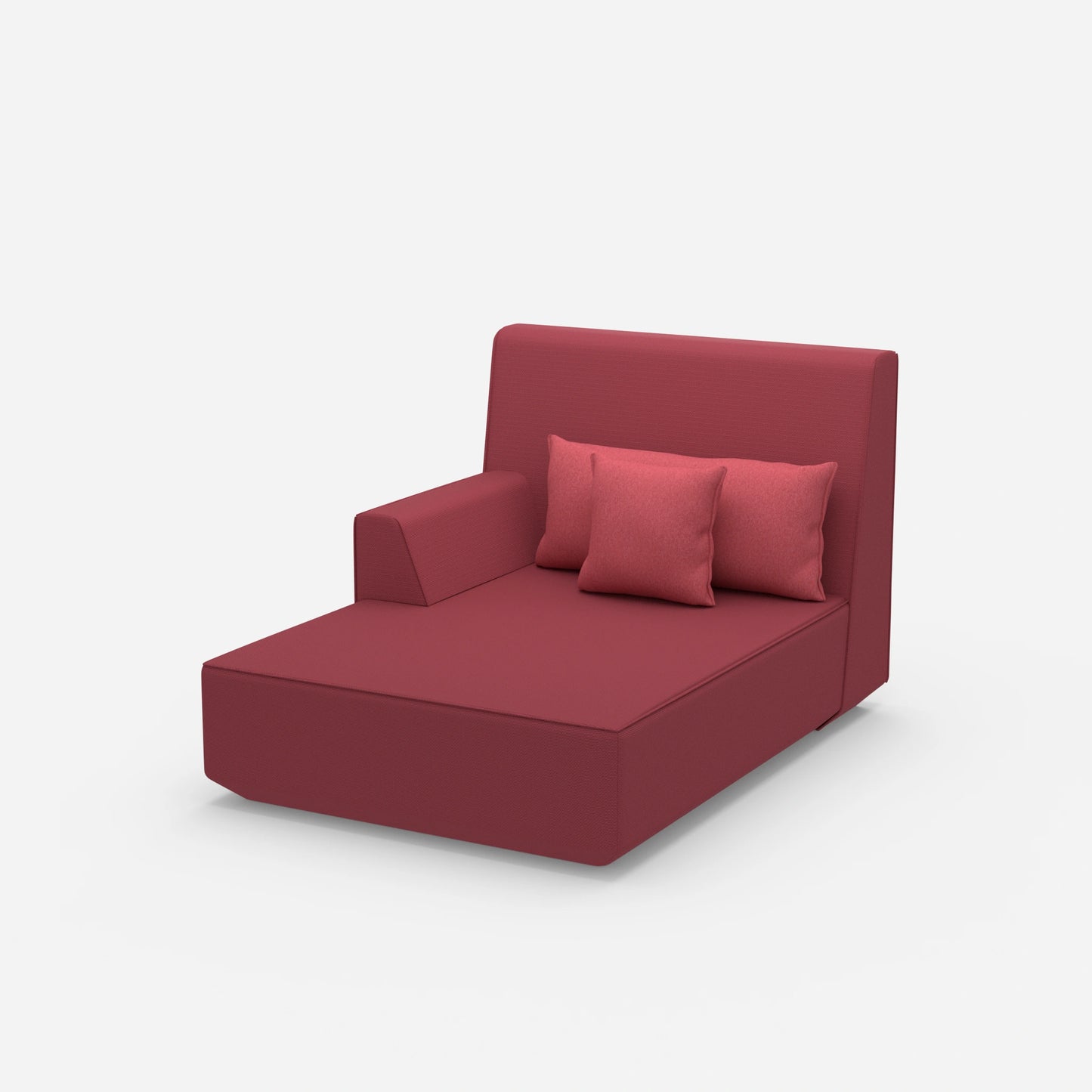 Pink chaise longue with high backrest from the side