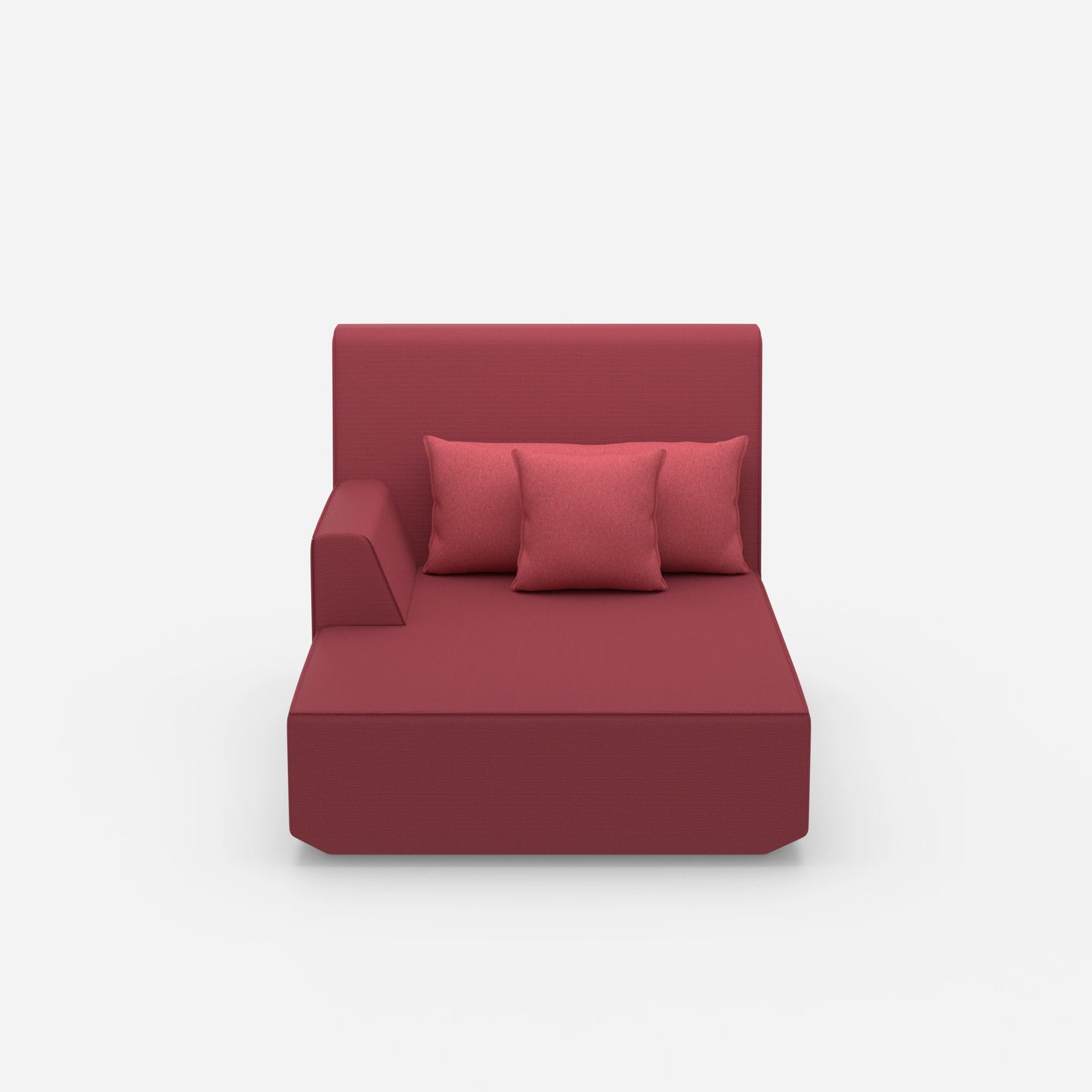 Pink recamiere with high backrest from the front
