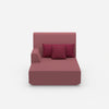 Pink recamiere with high backrest from the front