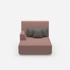 Pink recamiere with high backrest from the front
