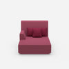 Pink recamiere with high backrest from the front