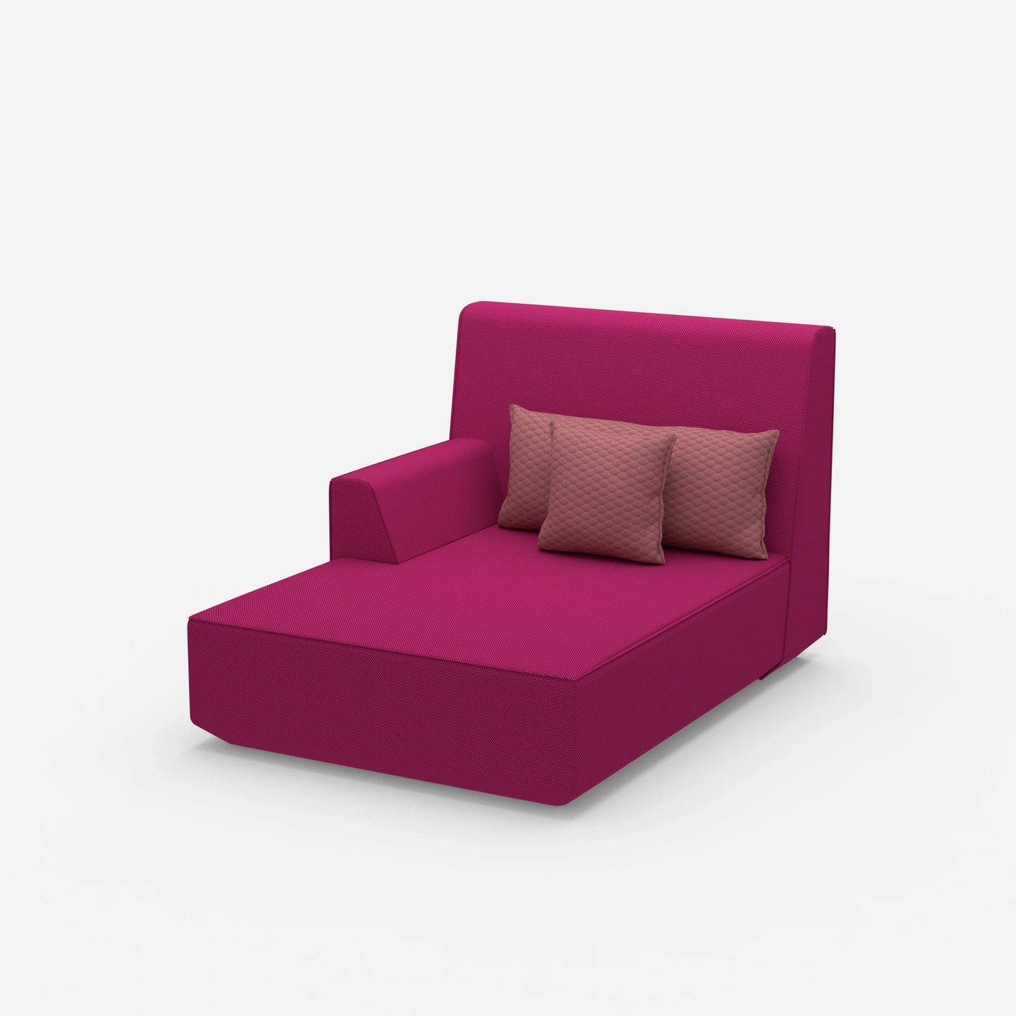Pink chaise longue with high backrest from the side