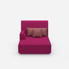 Pink recamiere with high backrest from the front