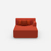 Red recamiere 120 cm wide from the front