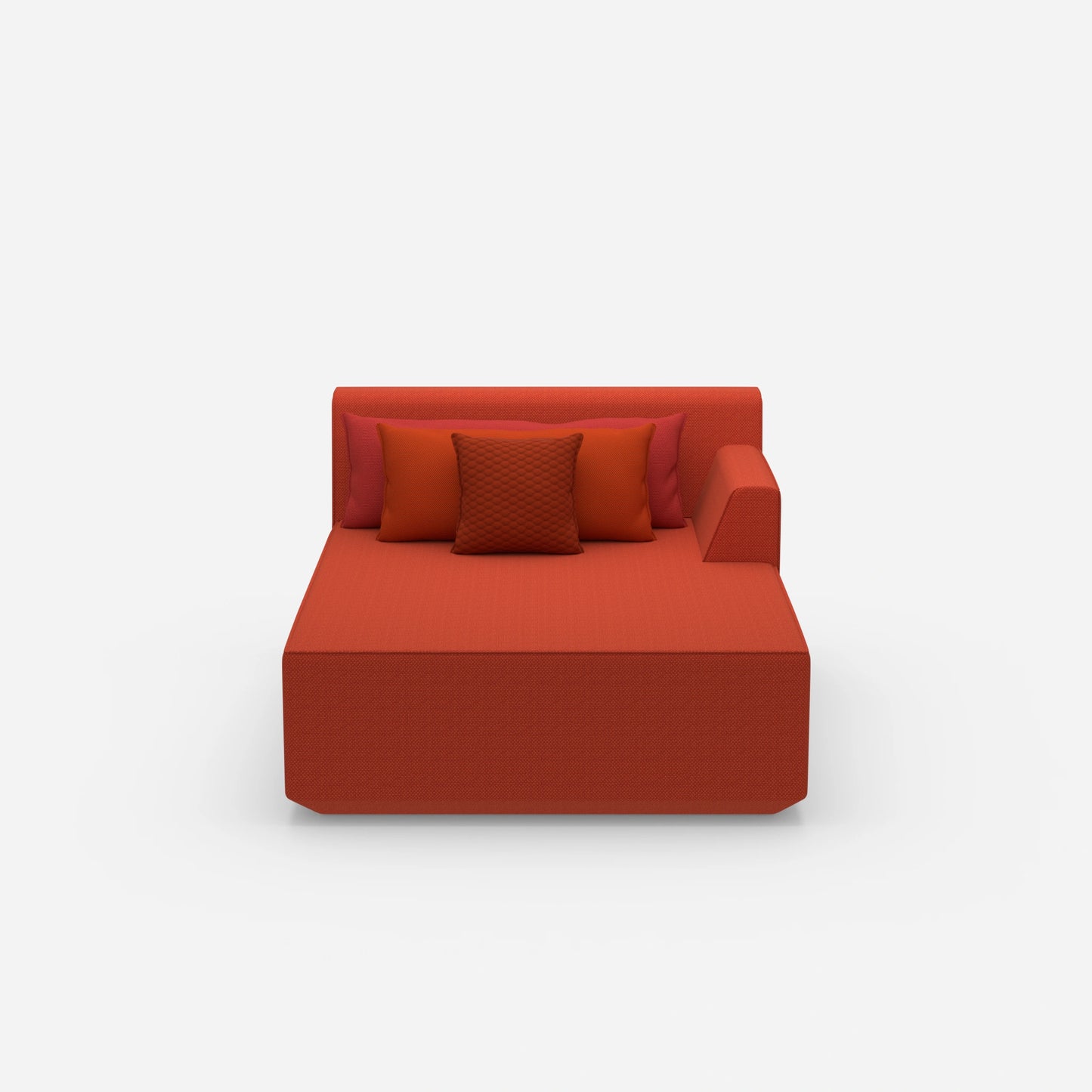 Red recamiere 120 cm wide from the front