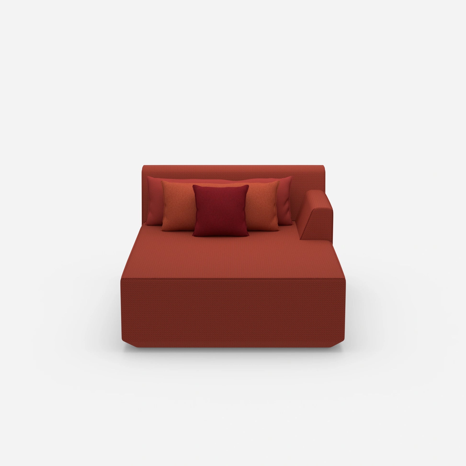 Red recamiere 120 cm wide from the front