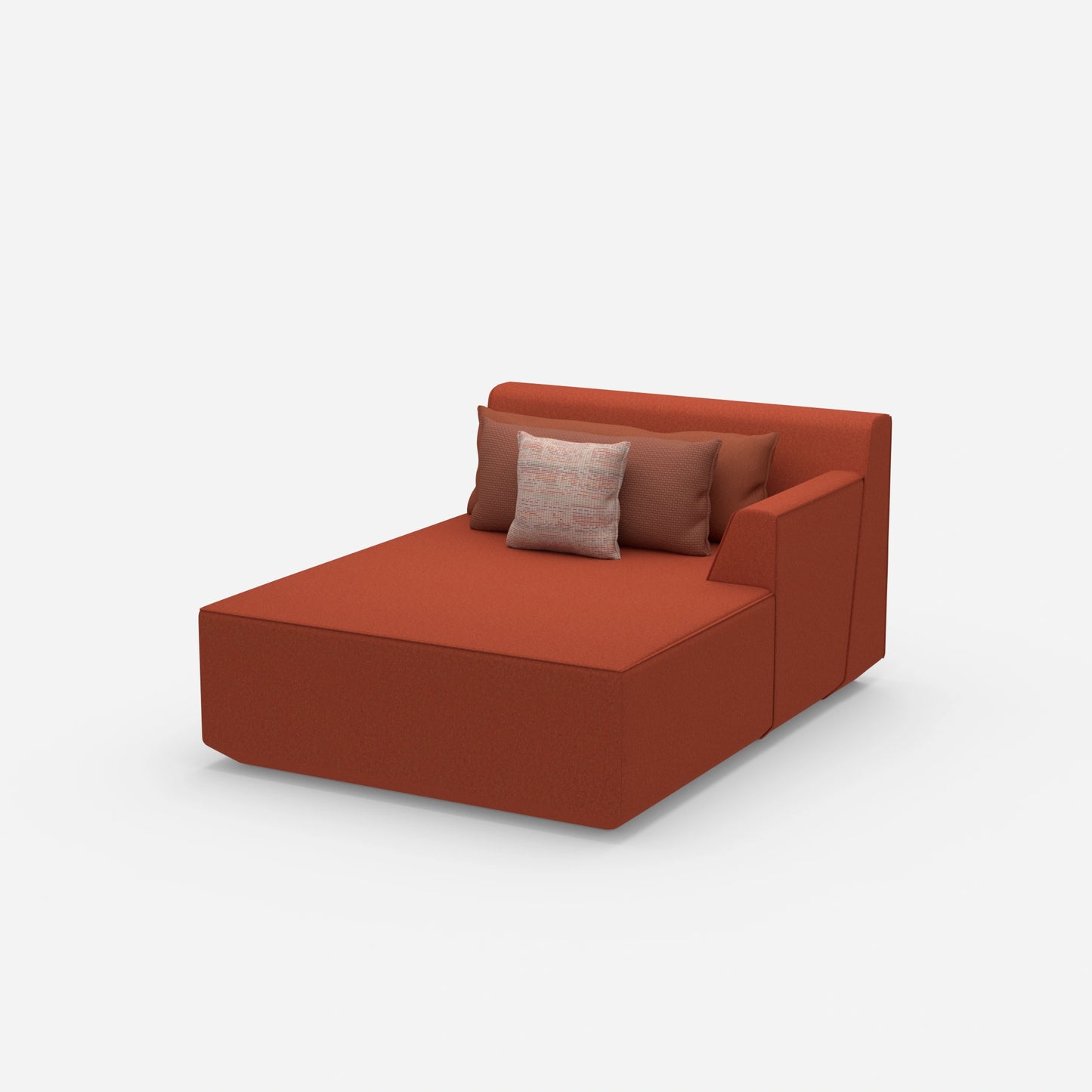 Red chaise longue 120 cm wide from the side